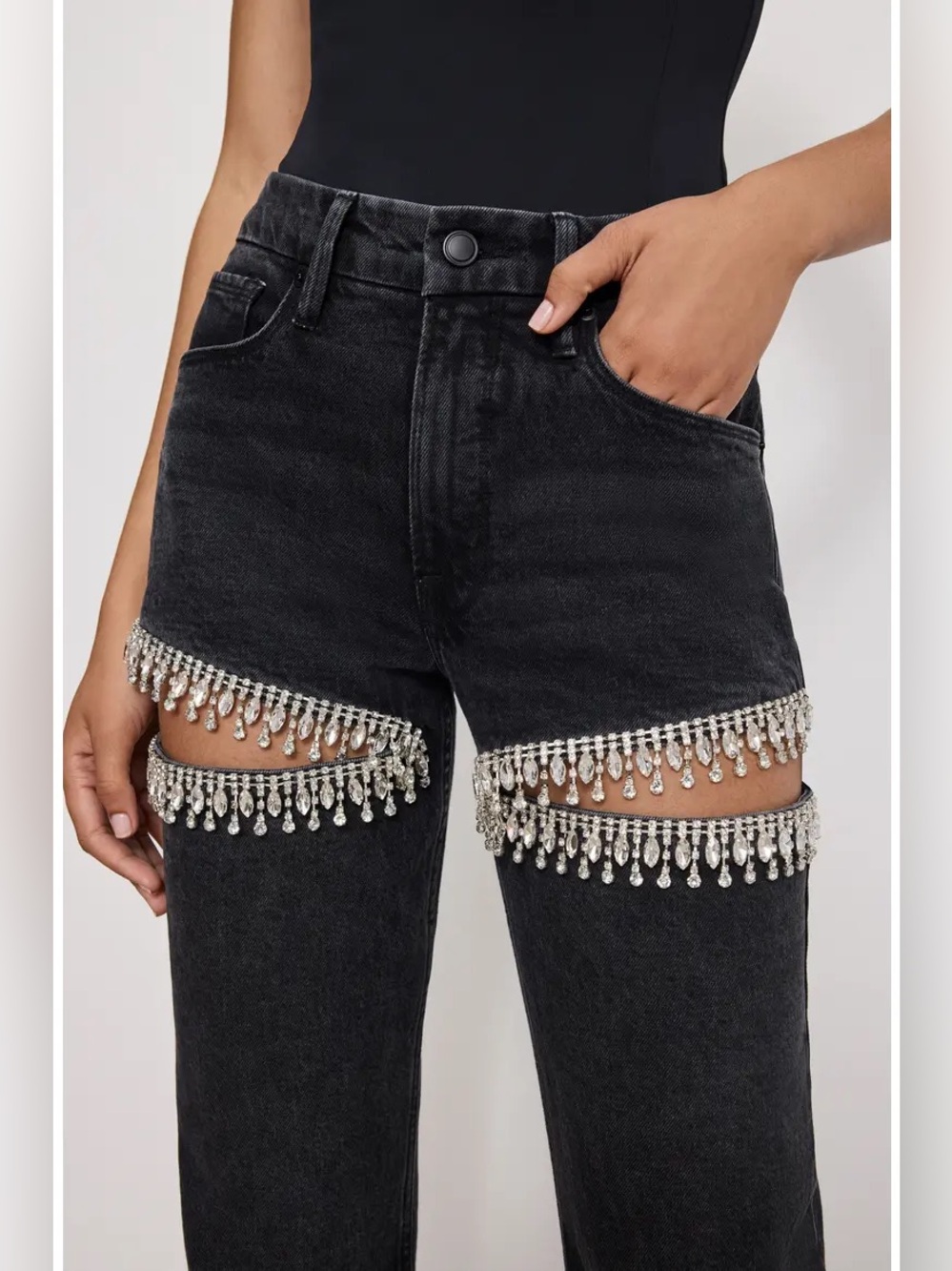 NEW Good American Crystal Embellished ’90s Jeans – Size 16